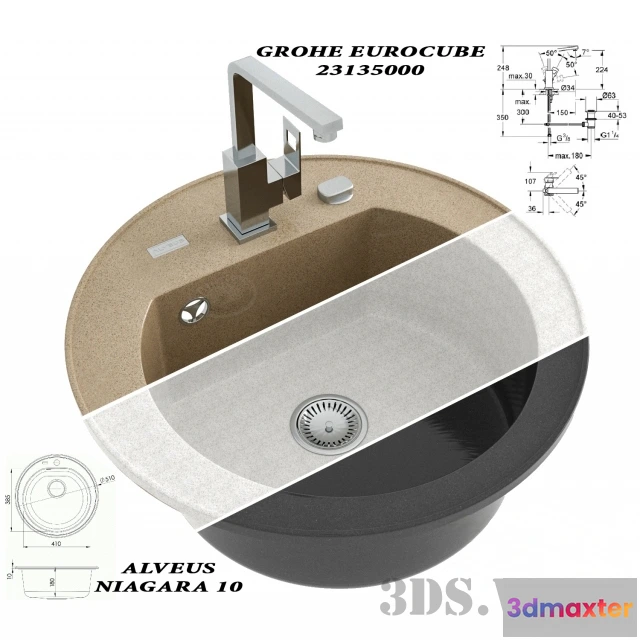 1646678 - kitchen - Kitchen sink Alveus Niagara 10 + Grohe Eurocube 3D Max