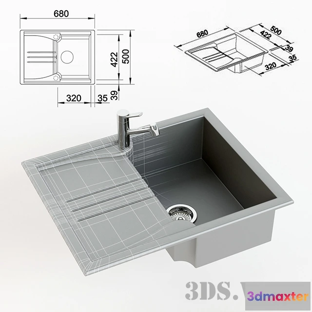 1646688 - kitchen - BLANCO ENOS kitchen sink 3D Max