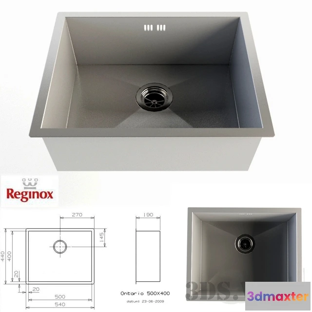 1646704 - kitchen - Kitchen sink Reginox Ontario Cuadrat 3D Max