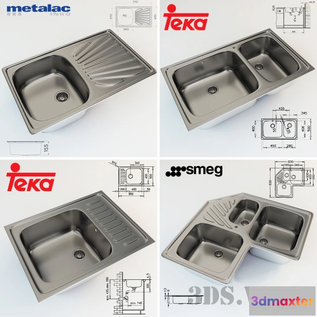 1646712 - kitchen - Various kitchen sinks 3D Max