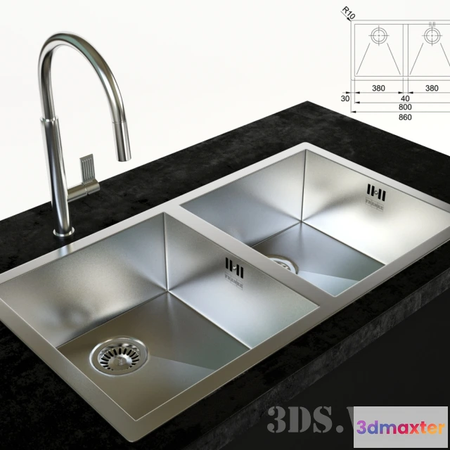 1646736 - kitchen - Franke Planar PPX 220 undercounter sink 3D Max