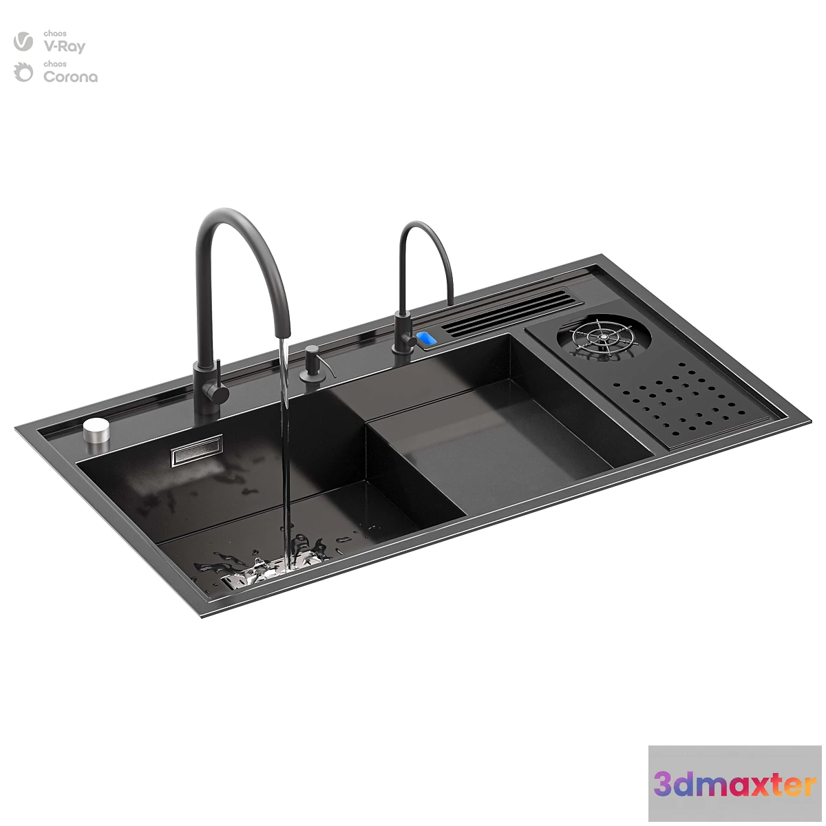 564223 - Kitchen Sink With High Pressure Cup Steel Black