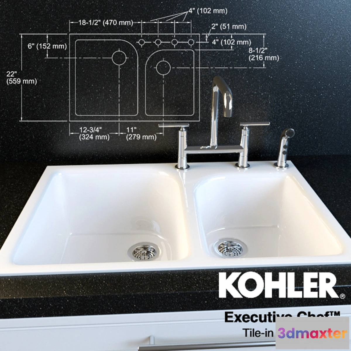 577460 - Purist faucet and sink Executive Chef Kohler