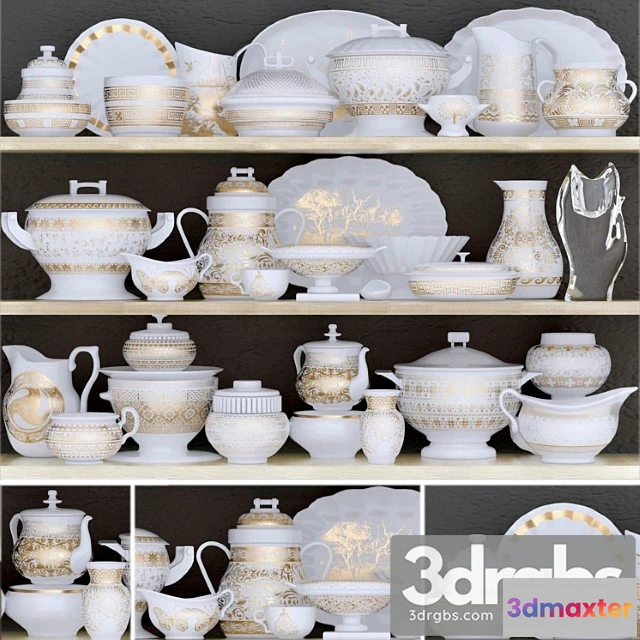 1044066 - Classic dinnerware set with porcelain and gold leaf 5