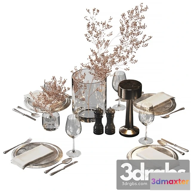 1044420 - Serving set with dried flowers