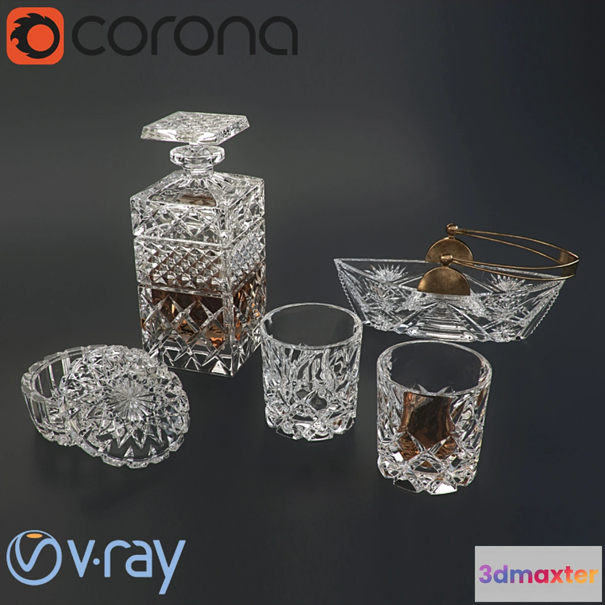 1277018 - A set of crystal glassware 3D Max