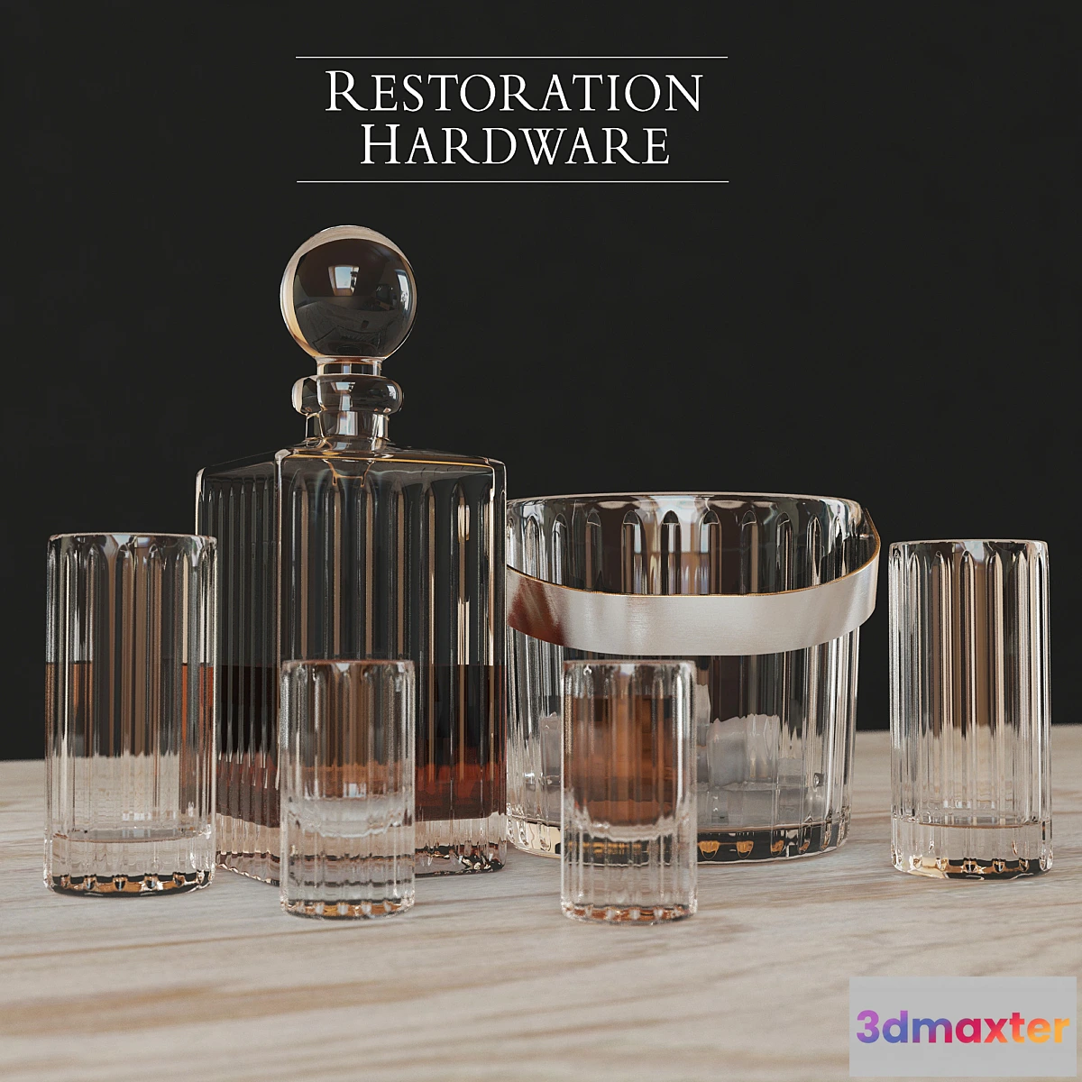 1280656 - BOULEVARD CUT CRYSTAL BARWARE SET 3D Max