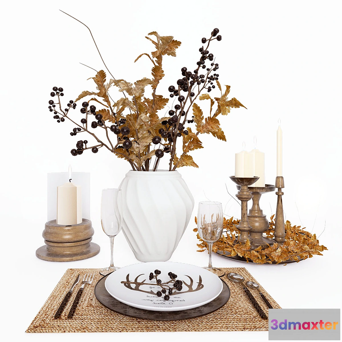 1391866 - Table setting in ethnic style. 3D Max