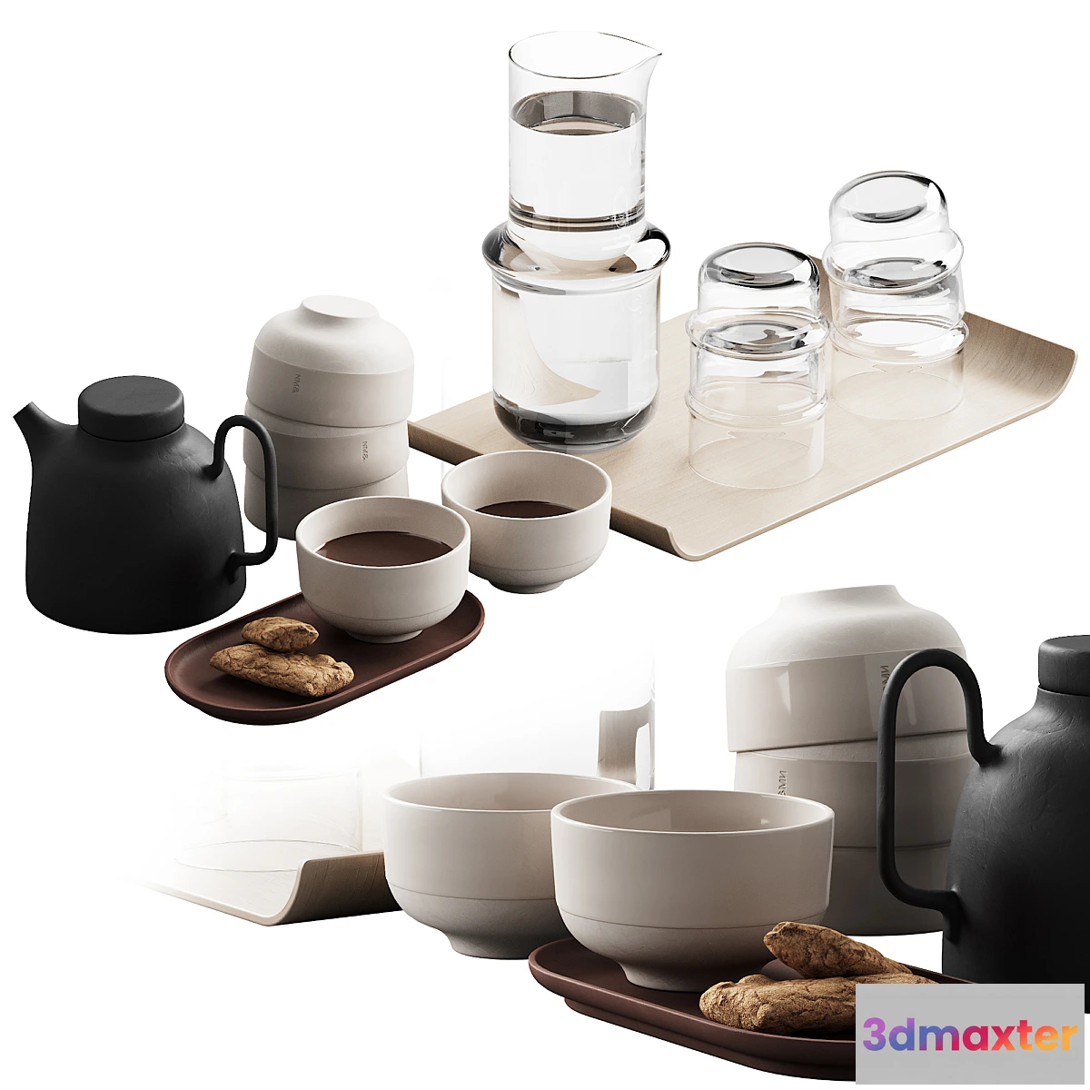 1399258 - 405 eat and drinks decor set 05 tea with cookies and water 3D Max
