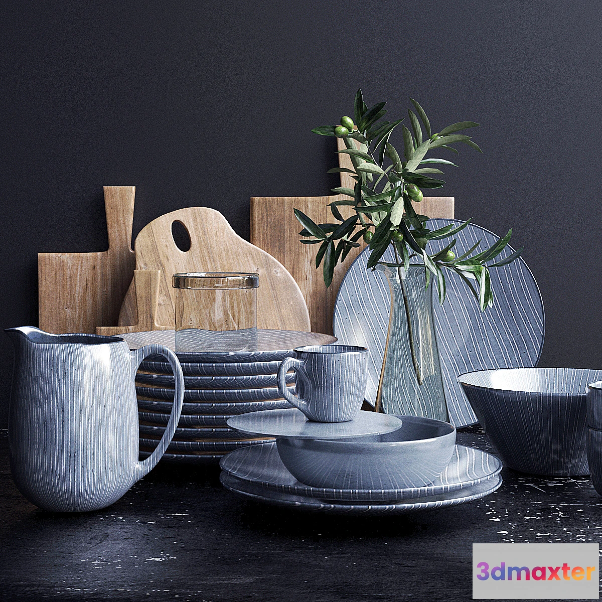 1436780 - Set of dishes Вroste copenhagen Nordic Sand 3D Max