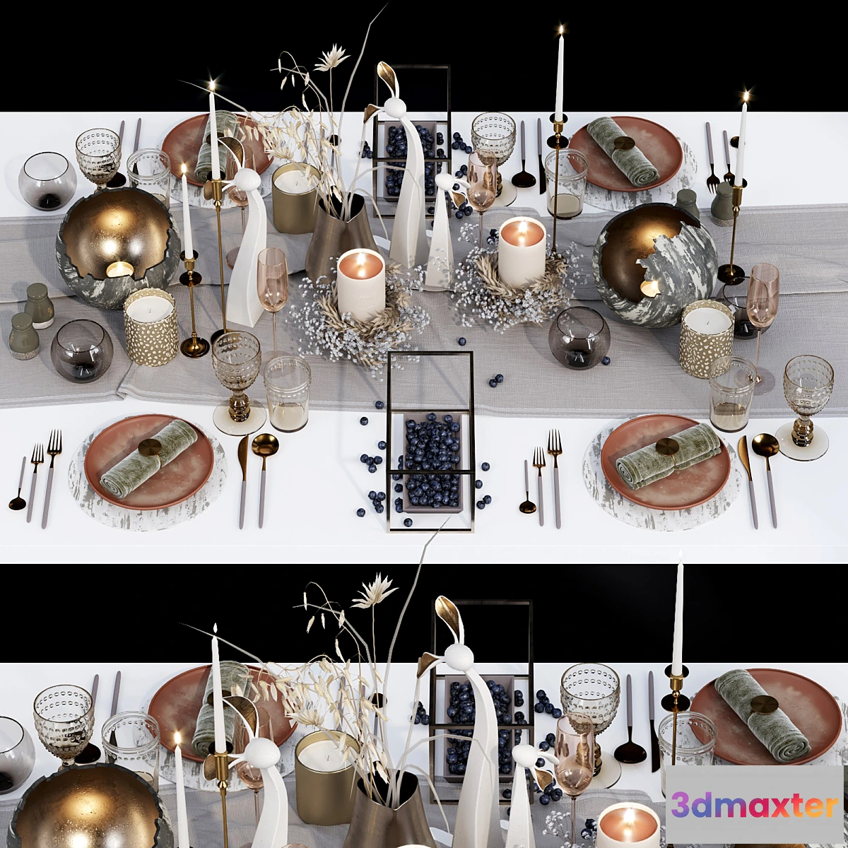 1440134 - Luxury table setting _ wreath 3D Max