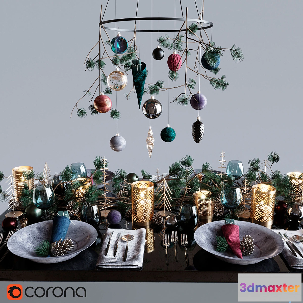 1449564 - Table setting “Dark Christmas” 3D Max