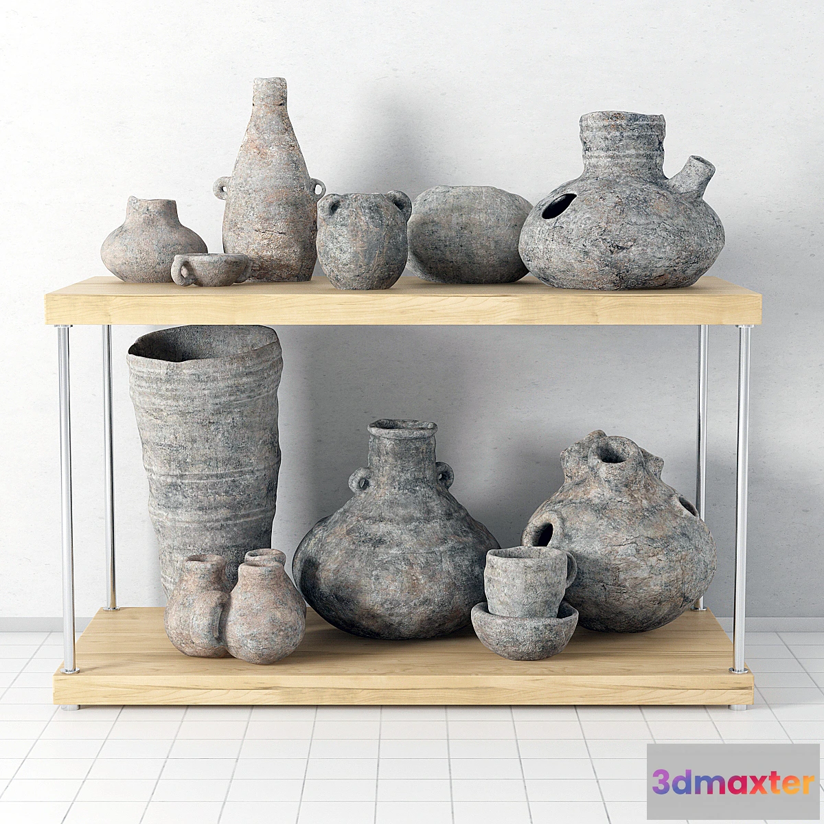 1466070 - Shelf with pottery 3D Max