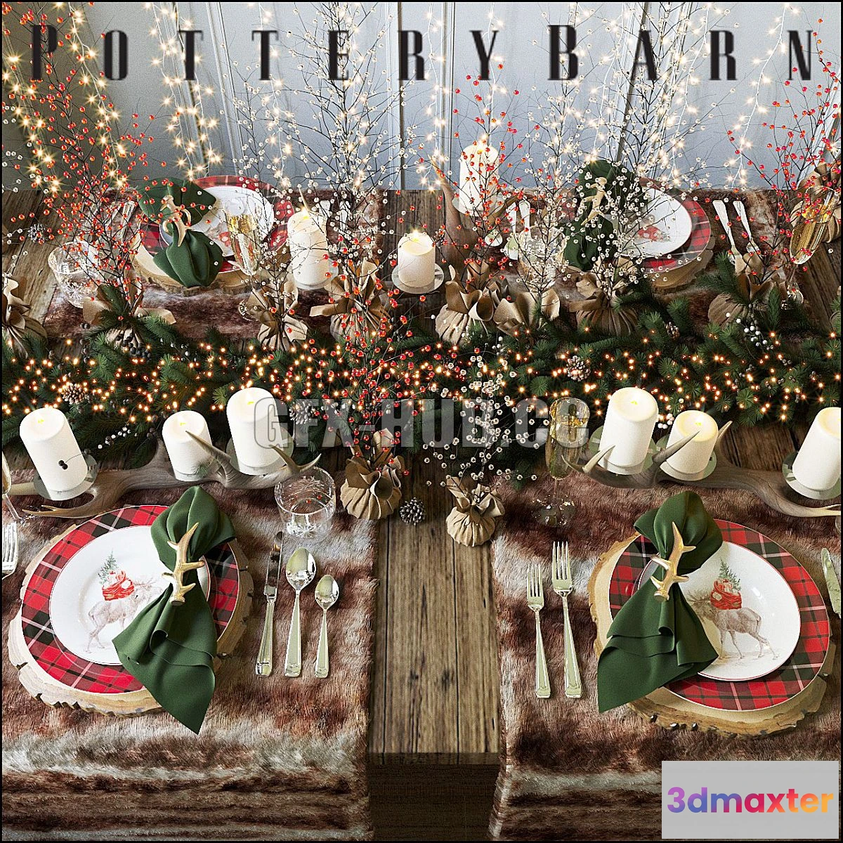 1546443 - Christmas table setting Pottery Barn 3D Max