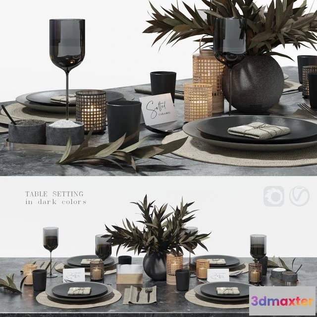 1547674 - Table setting in dark colors 3D Max