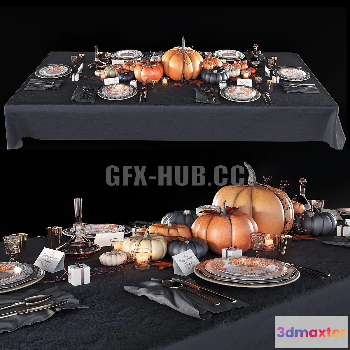 1547833 - Table set with pumpkins 3D Max