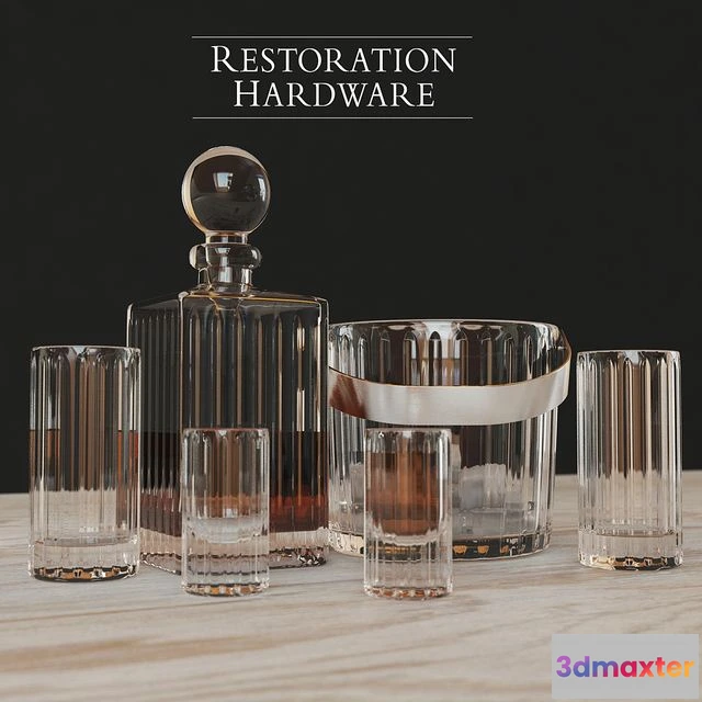 1550675 - BOULEVARD CUT CRYSTAL BARWARE SET 3D Max