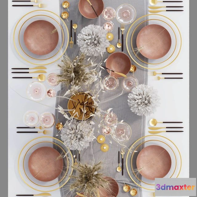 1552653 - Table setting with dried flowers 3D Max
