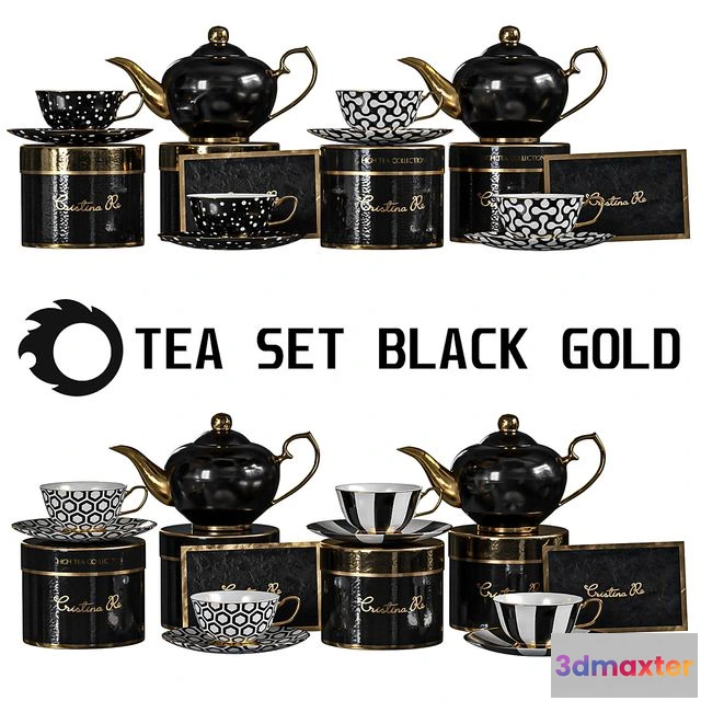 1552665 - tea set black gold 3D Max