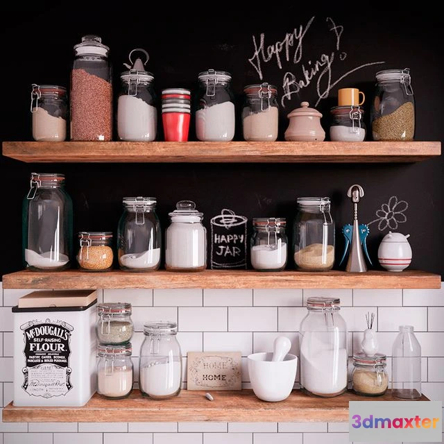 1559531 - Kitchen Set 03 (jars on the shelves) 3D Max