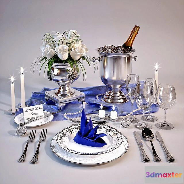 1559944 - Table kitchen tableware metal fabric classic 3D Max