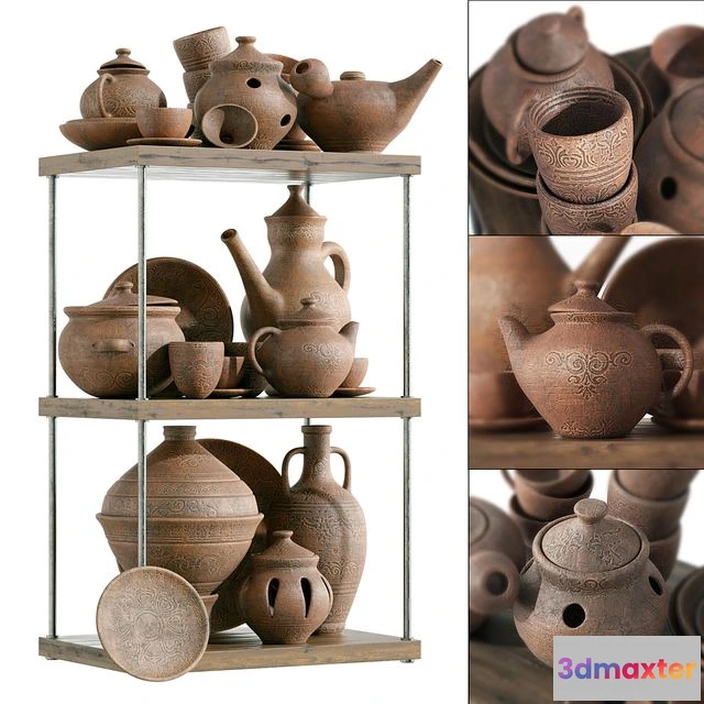 1564626 - Dishes clay rack n11 Clay crockery rack 3D Max