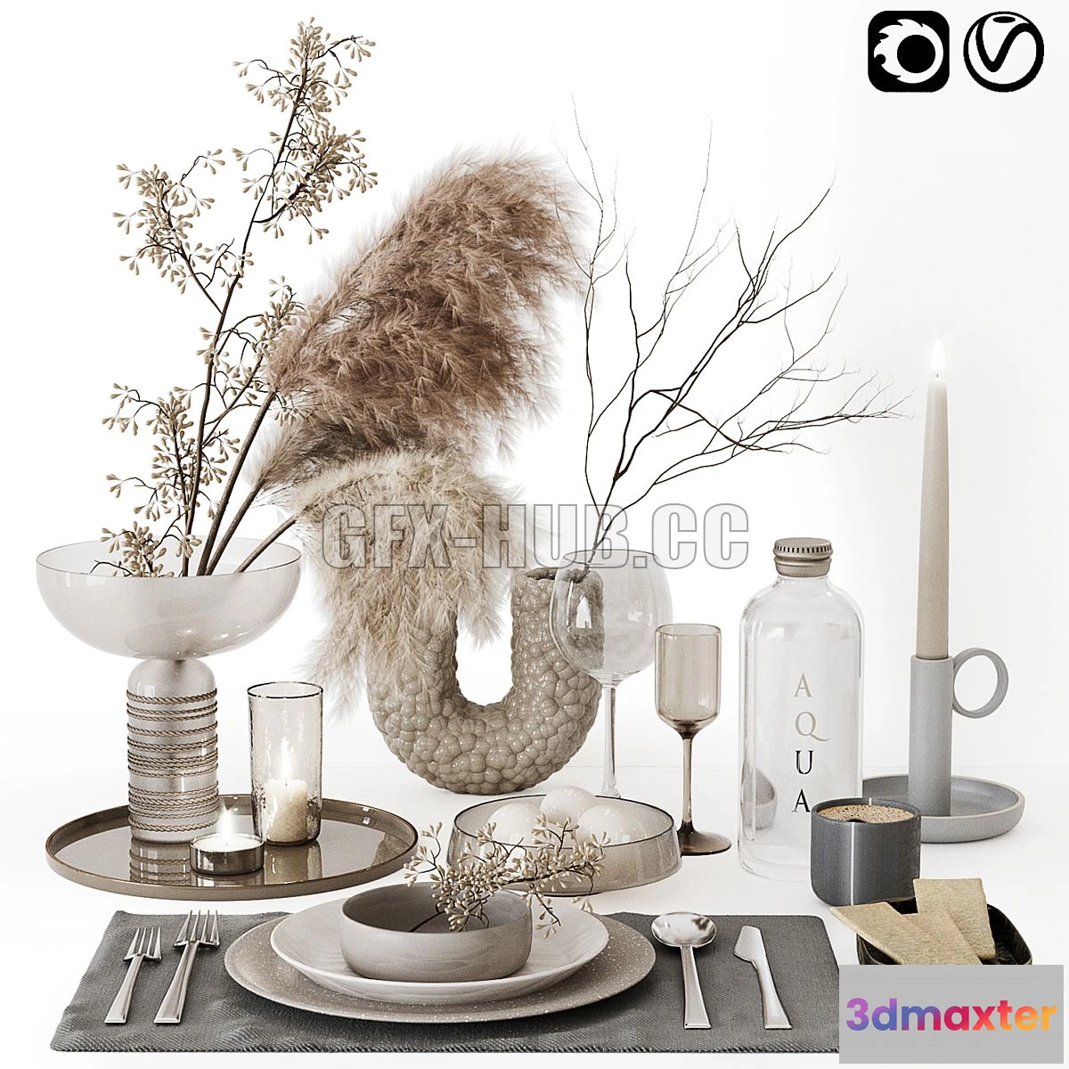 1565696 - Decor 24 (Vase with Pampas and Eucalyptus) 3D Max