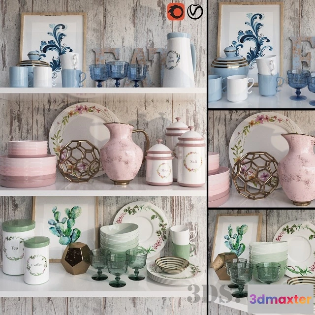 1646800 - kitchen - Dishes in delicate colors 3D Max