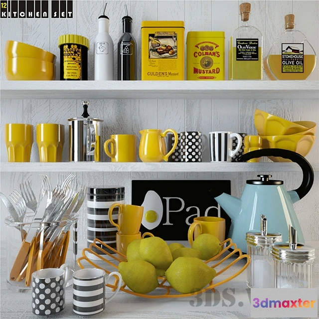 1646820 - kitchen - Tea set spices and drinks 3D Max