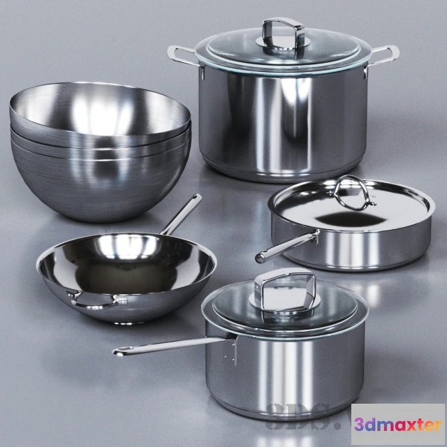 1646834 - kitchen - Set of pots IKEA 365+ 3D Max