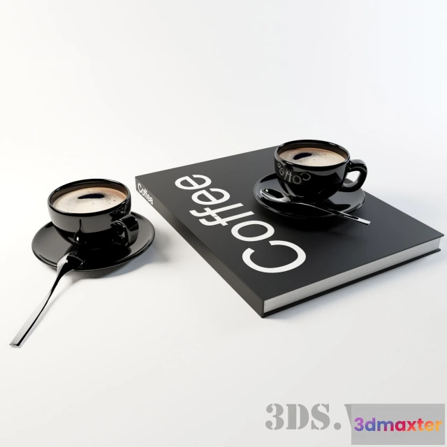 1646856 - kitchen - Coffee in black cups 3D Max