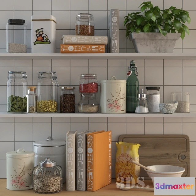 1646862 - kitchen - Decorative crockery set 3D Max