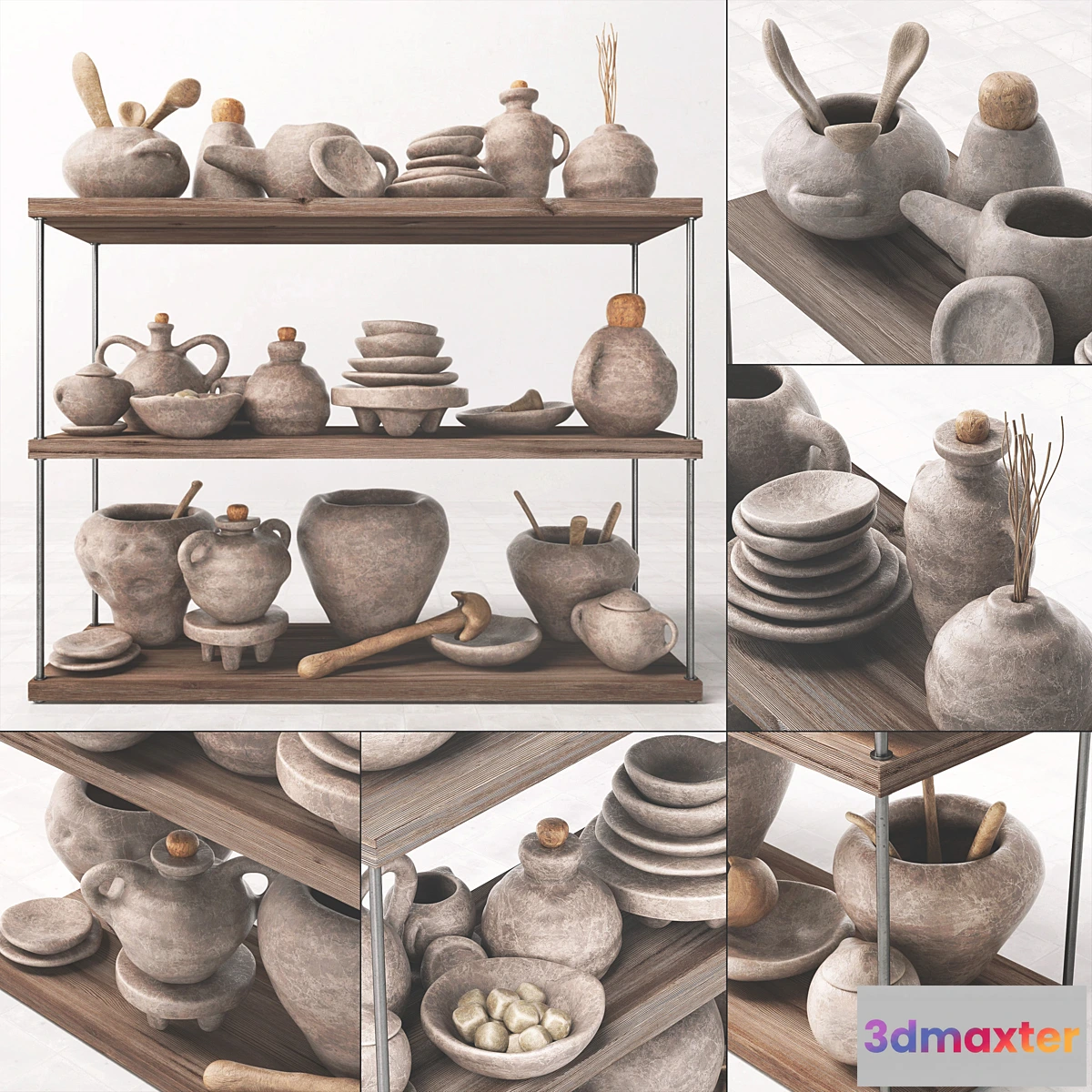 563655 - Dishes clay rack n7 _ Rack with clay dishes No. 7