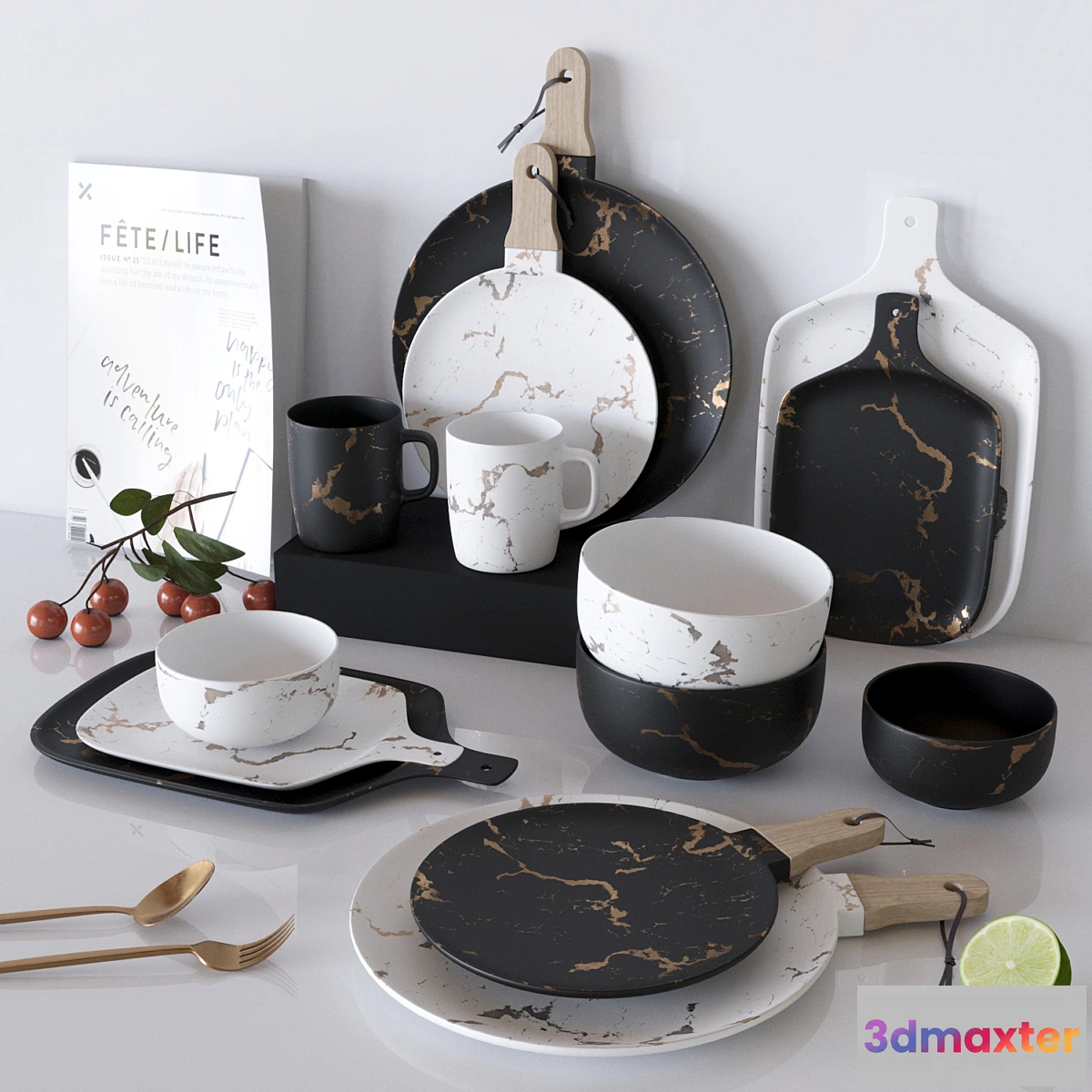 564415 - Gold Marble Glaze Ceramic Plates