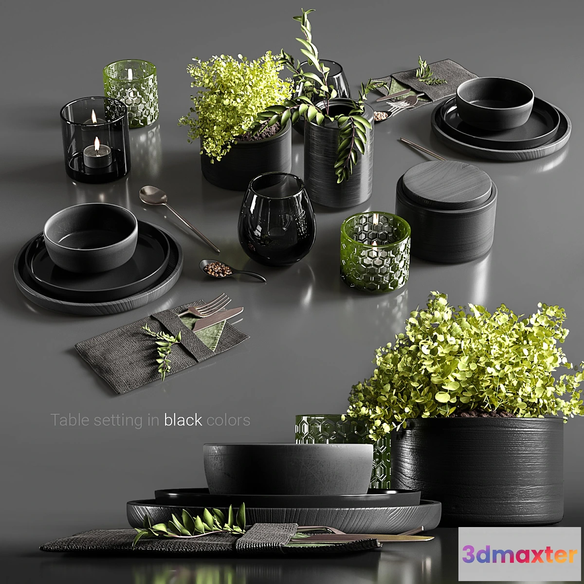 564429 - Table setting in black colors