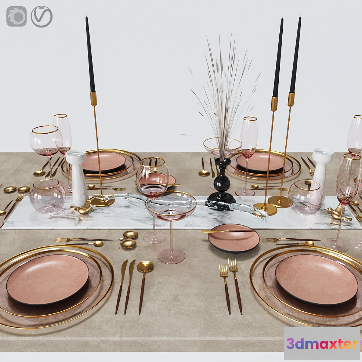 564431 - Table settings with pink glass