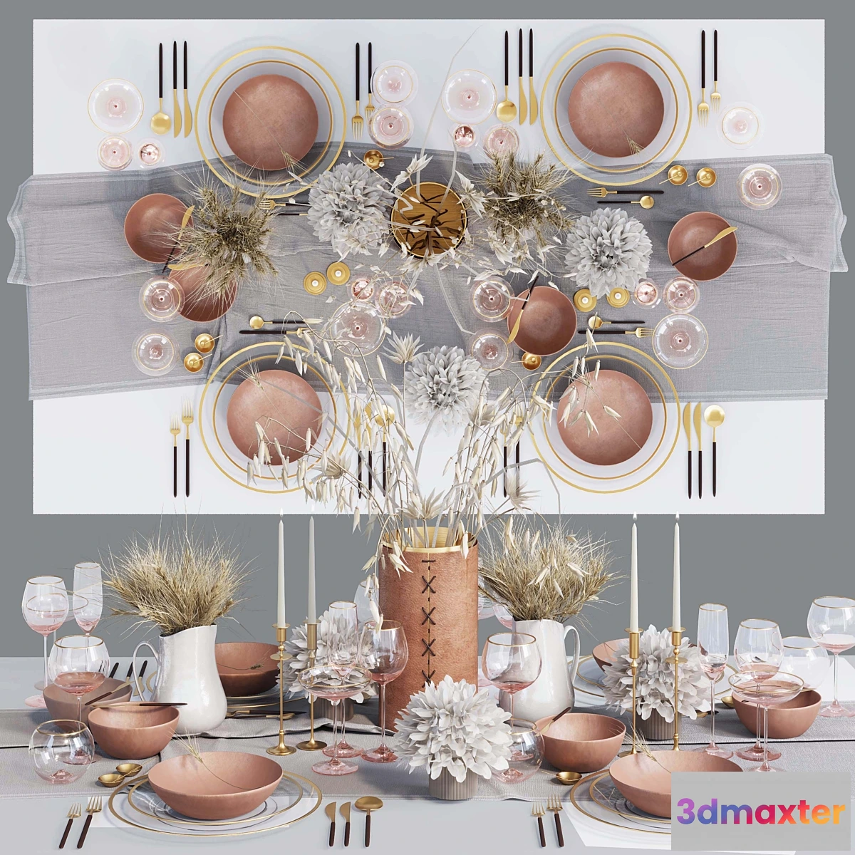 612937 - Table setting with dried flowers