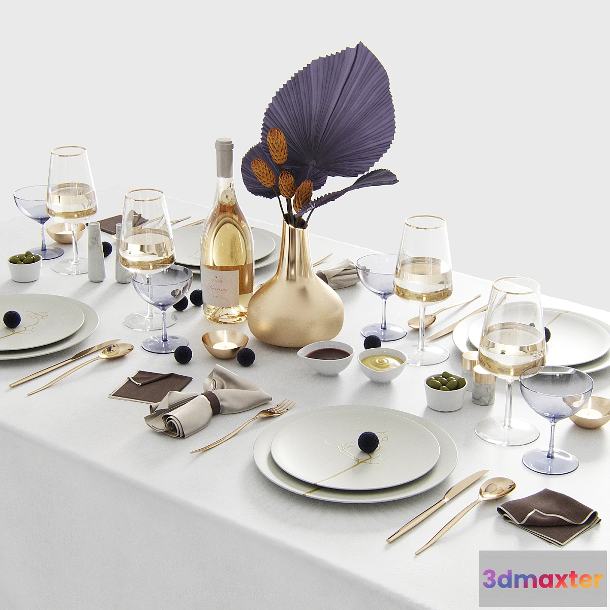 612955 - Tablesetting with Protea and palm