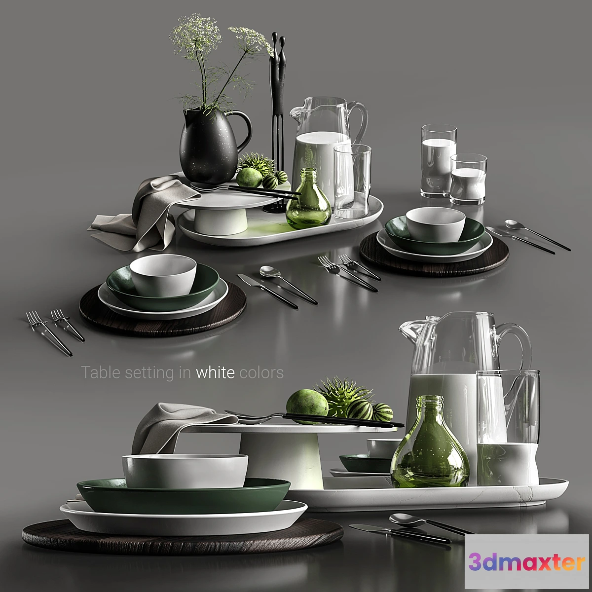 612971 - Table setting in white colors