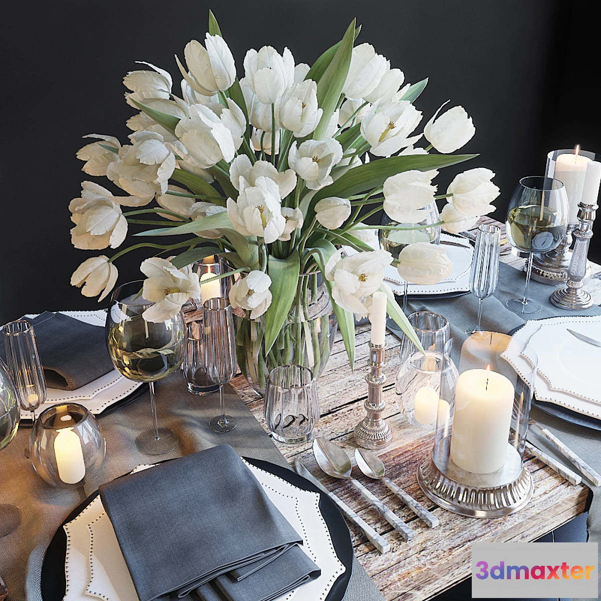 664397 - Serving the table 23. Serving with white tulips