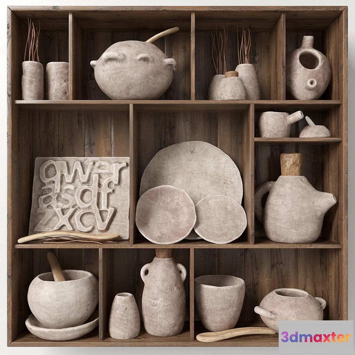 776477 - Dishes clay rack n3 _ Rack with clay dishes