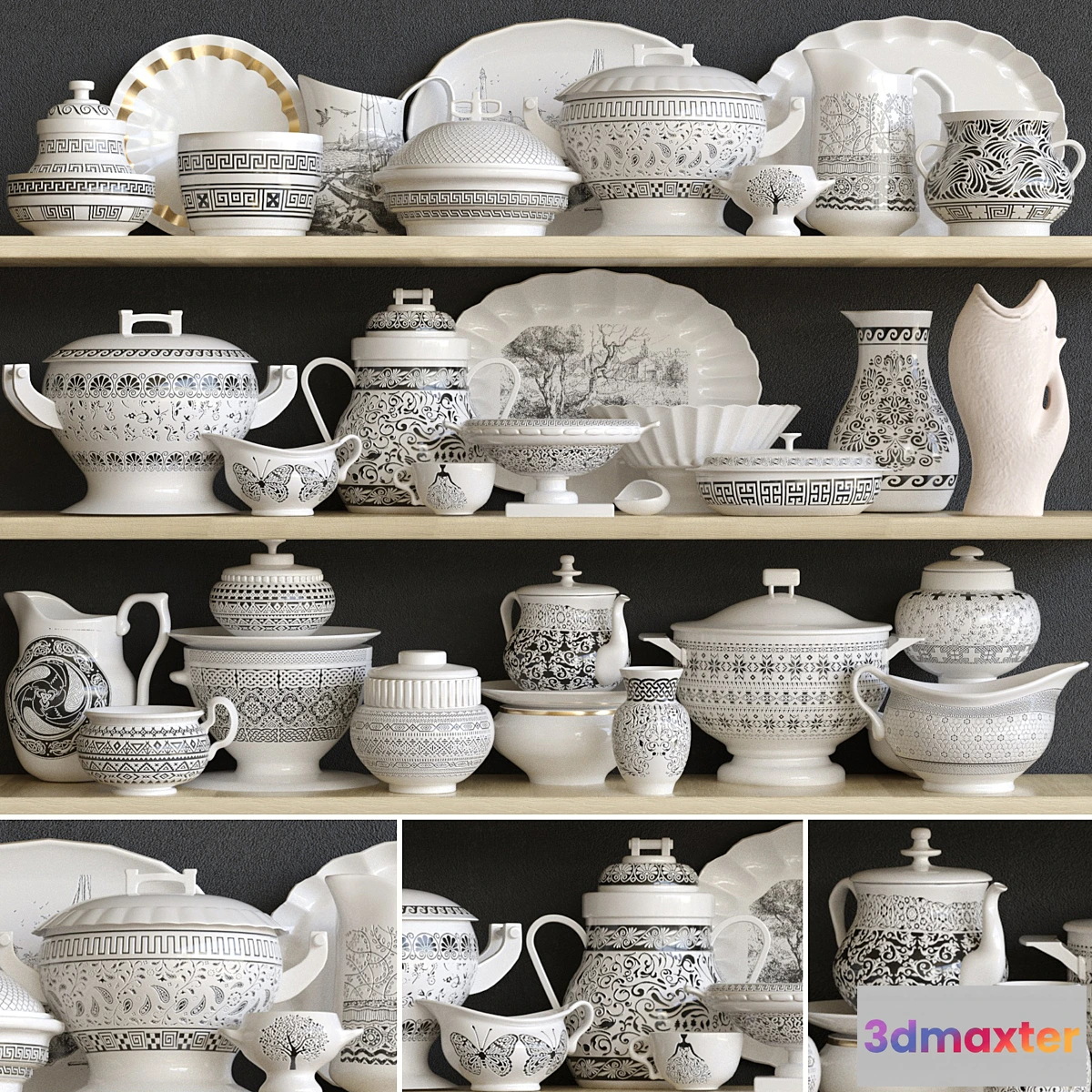776599 - Classic set of dishes from porcelain. Service kitchen accessories