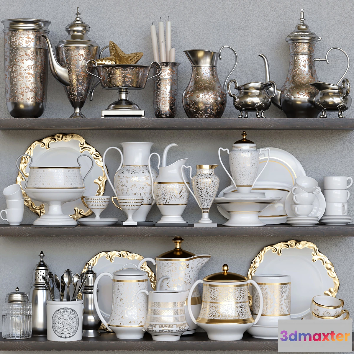 776629 - Classic crockery set with porcelain and gold leaf - No.2