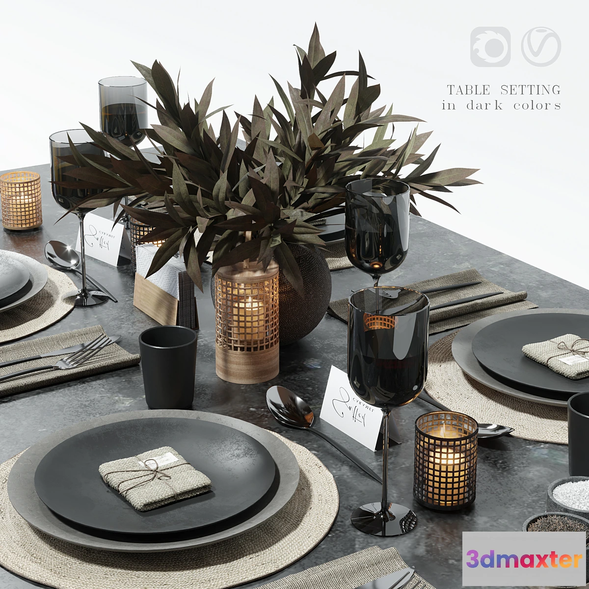 787630 - Table setting in dark colors - No.2