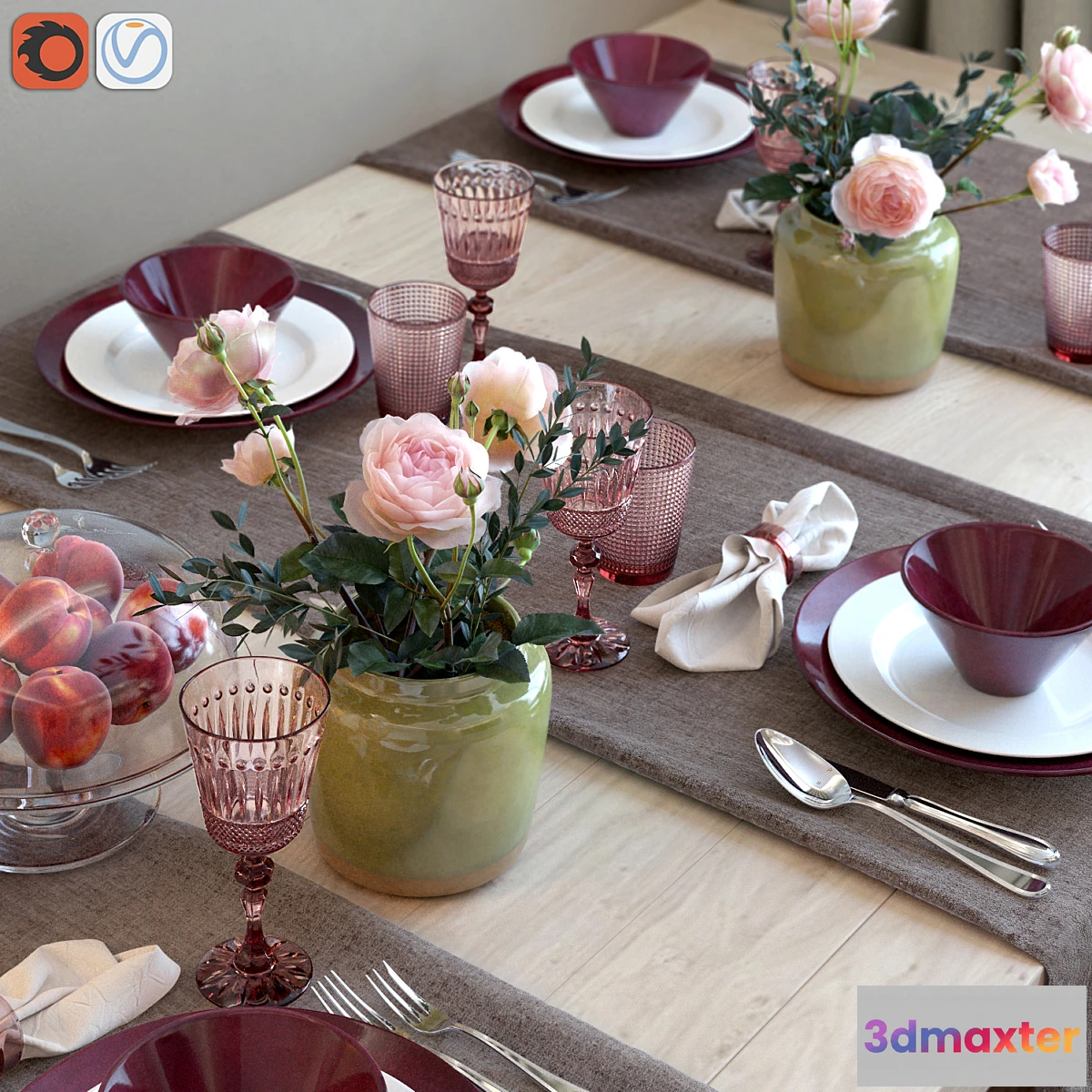 788246 - Serving table with tea roses - No.3