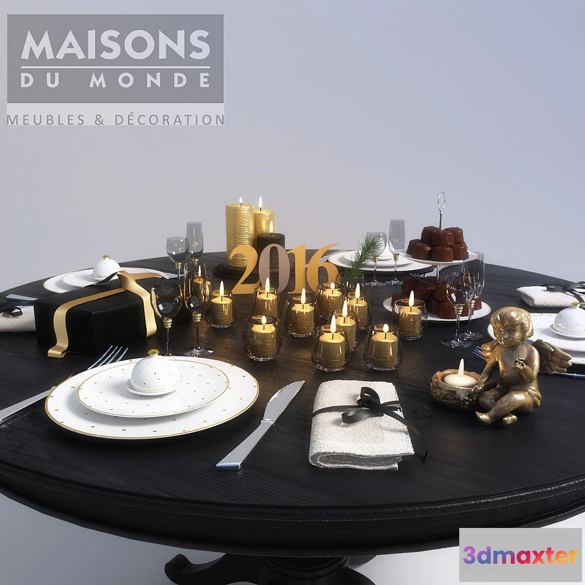 788330 - Wood table whith new year gold decor - No.2