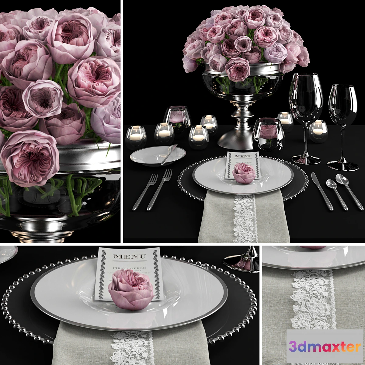 889774 - Serving with roses _ Table setting with roses - No.4