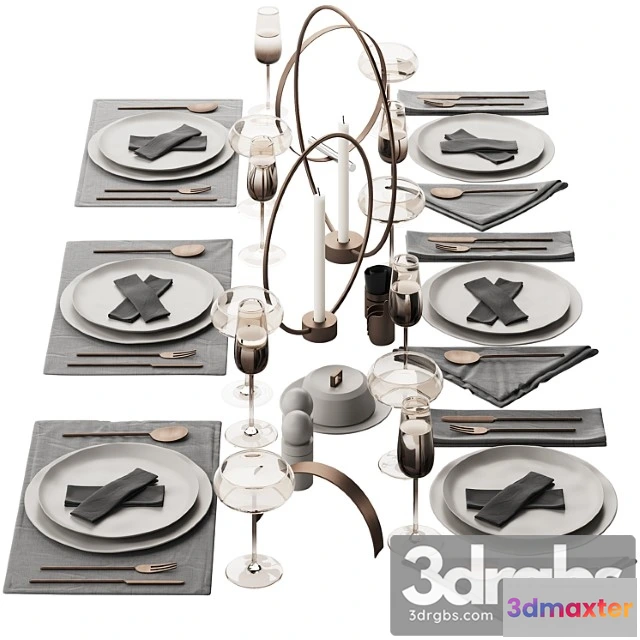 980510 - 064 Tableware Decor Set 02 Biege and Bronze 00