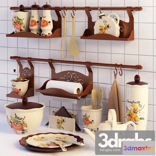 980520 - A Set of Dishes and Rail For Kitchen