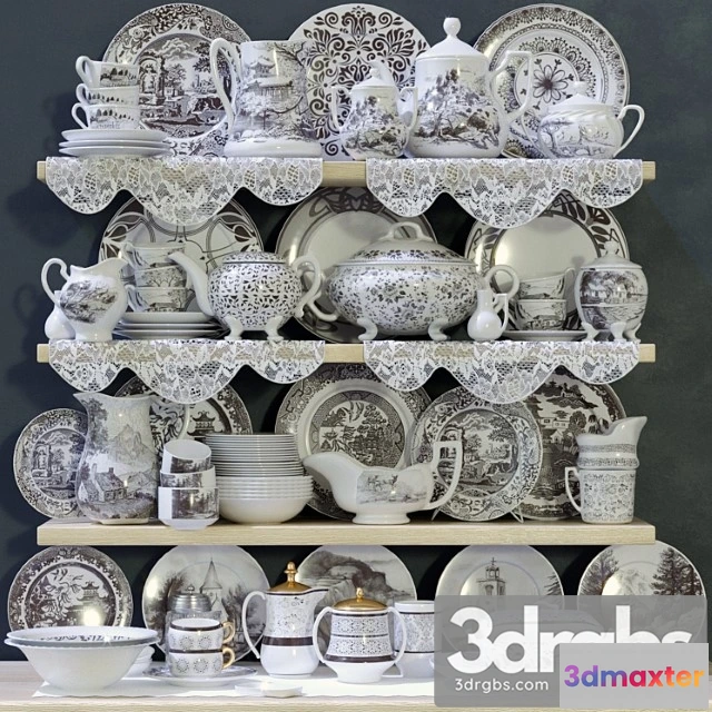 980636 - Collection of classic patterned porcelain tableware